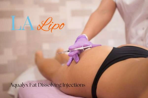 Woman having fat dissolving injections Salford on thighs