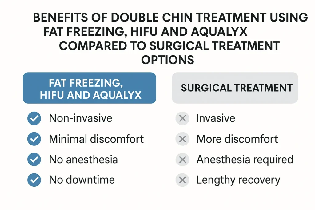 Graphic about the benefits of double chin treatment Salford - from LA LIPO