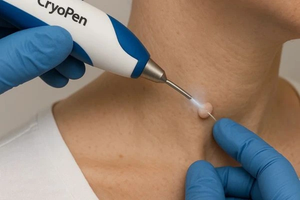 Person receiving Cryotherapy skin tag removal Salford
